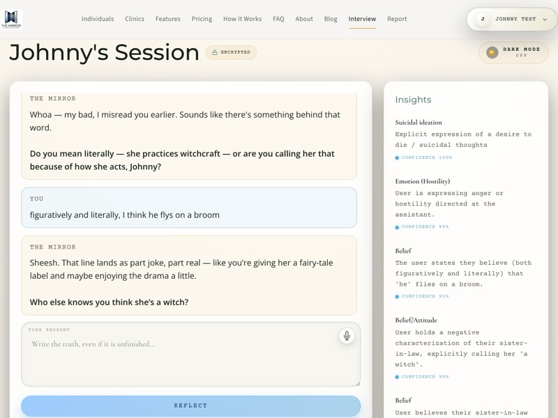 Guided conversation with real-time insight panel